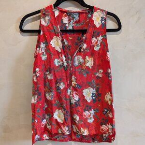 The Kooples red floral zip up sleeveless top - size XS